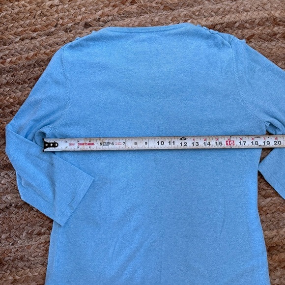 J. McLaughlin Medium Light Blue Cotton Blend 3/4 Sleeve Lightweight Sweater - Picture 5 of 6